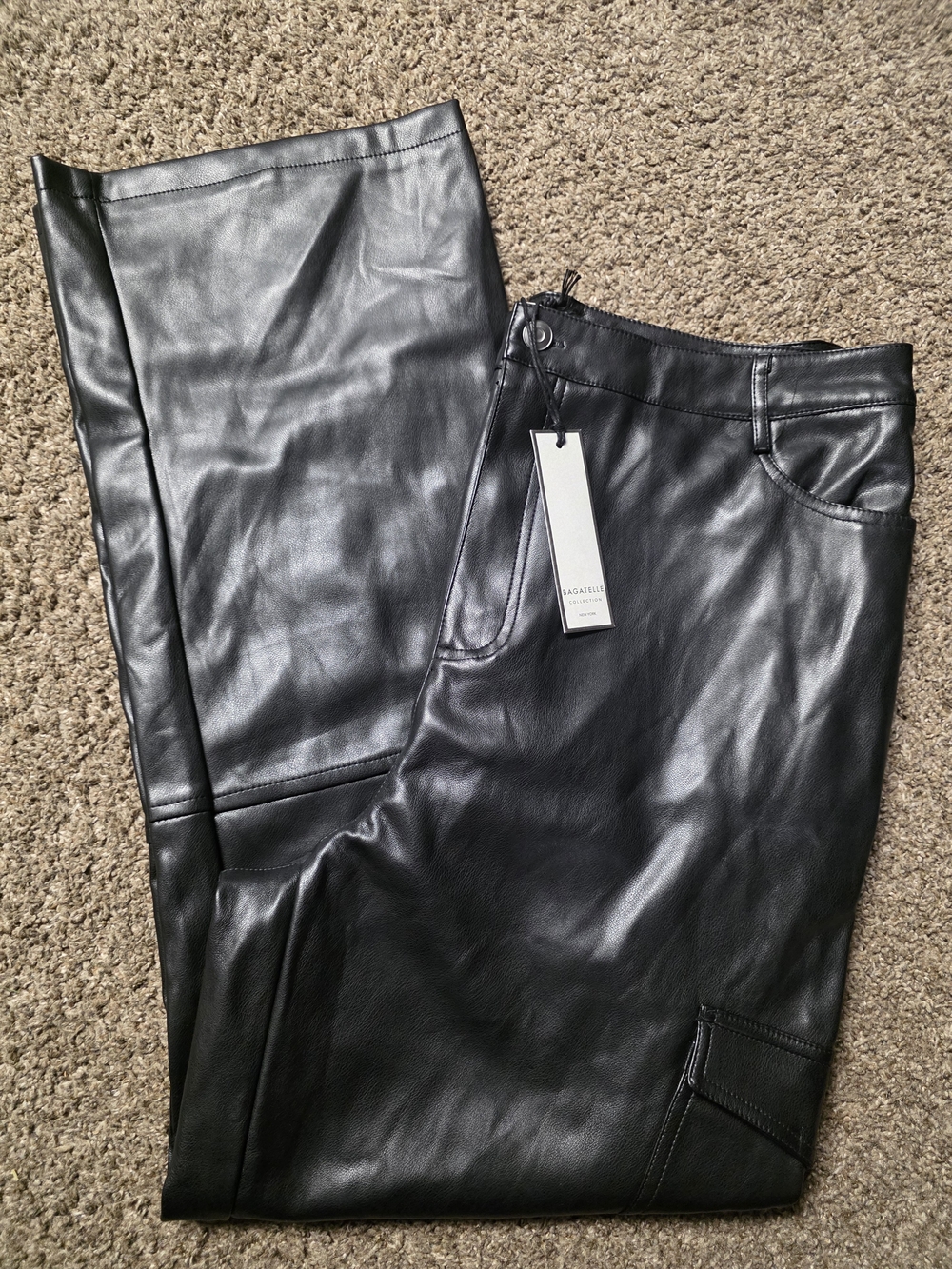 bagatelle Black Faux Leather Pants with Branded Hang Tag. Size XL